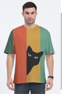 Peeking Cat oversized unisex Trendy T-shirt
