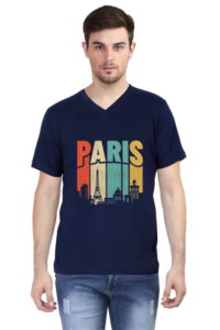 Paris V neck Half sleeves T-shirt For men's